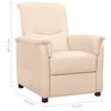 vidaXL Poltrona Reclinabile in Tessuto Crema