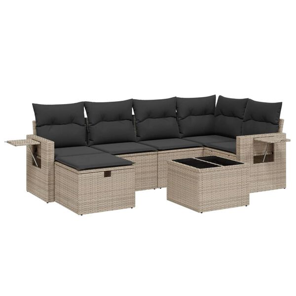 vidaXL Set Divani da Giardino 7 pz con Cuscini Grigio in Polyrattan