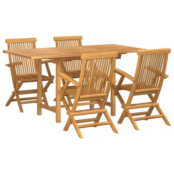 vidaXL Set da Pranzo per Giardino 5 pcs Marrone Legno di teak solido