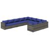 vidaXL Set Divani da Giardino 10 pz con Cuscini in Polyrattan Grigio