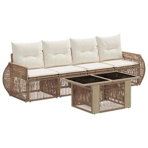 vidaXL Set Divano da Giardino 5 pz Beige e Bianco Crema polyrattan