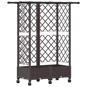 vidaXL Letto Rialzato con Griglia e Tetto Marrone 124 x 40 x 127 cm PP