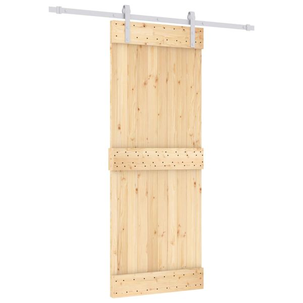 vidaXL Porta Scorrevole con Set Hardware 80x210 cm Legno Massello Pino