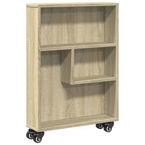 vidaXL Carrello portaoggetti stretto in rovere Sonoma 48x13x68 cm in legno ingegnerizzato