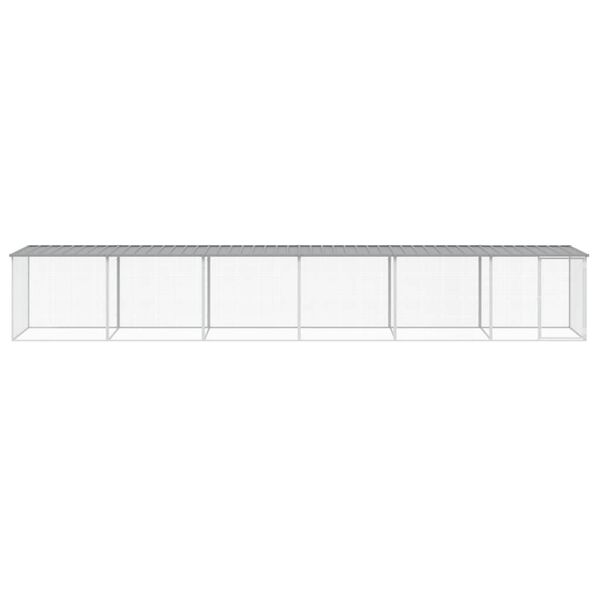 vidaXL Gabbia Polli Tetto Grigio Chiaro 603x98x90 cm Acciaio Zincato