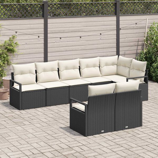 vidaXL Set di divani 8 pcs Nero polyrattan