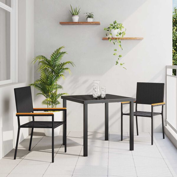 vidaXL Sedie impilabili da giardino 2 pcs Nero e Marrone