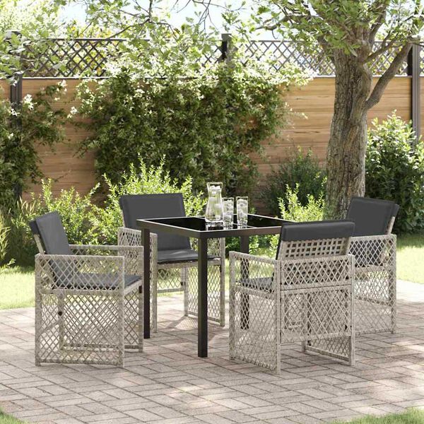 vidaXL Set da Pranzo per Giardino 5 pcs Grigio chiaro polyrattan