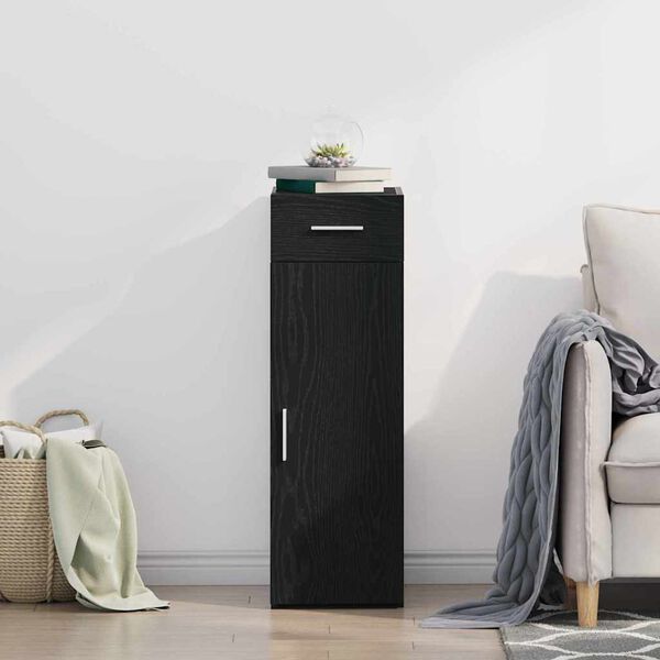 vidaXL Credenza con cassetto Rovere Nero 30 x 42,5 x 93 cm