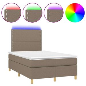 vidaXL Letto a Molle con Materasso e LED Tortora 120x190 cm in Tessuto