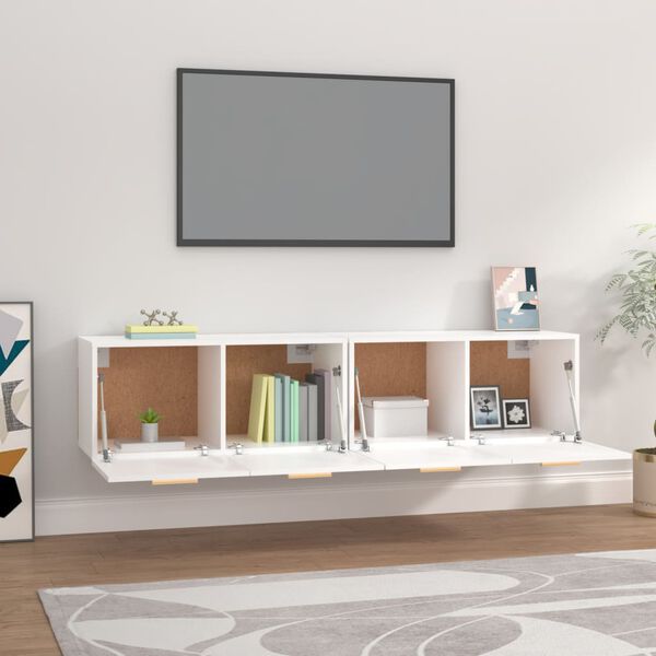 vidaXL Mobili Parete 2 pz Bianco 80x35x36,5cm Legno Multistrato