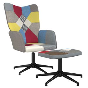 vidaXL Sedia Relax con Sgabello in Tessuto Patchwork