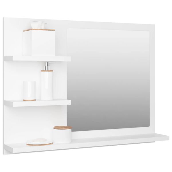 vidaXL Specchio da Bagno Bianco 60x10,5x45 cm in Legno Multistrato