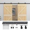 vidaXL Porta scorrevole 2 pcs Naturale e Nero Legno Massello di Pino