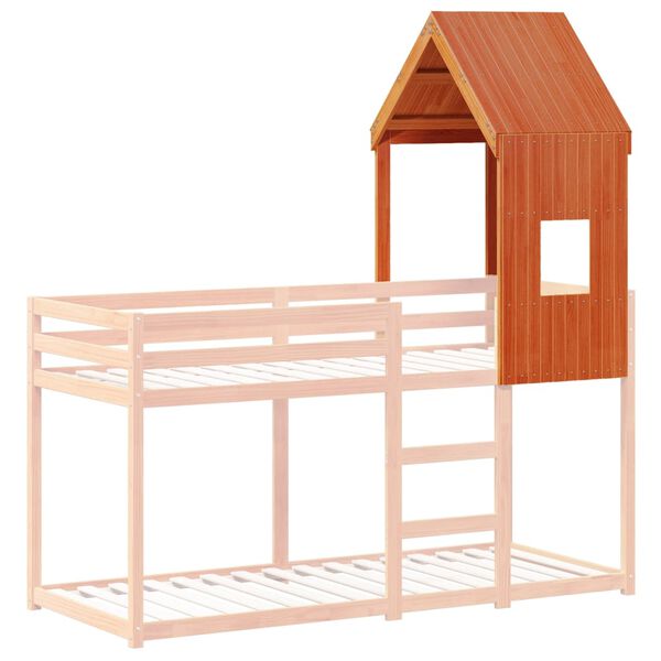 vidaXL Tetto Letto Bambini Marrone Cera 60x99x139,5 cm Massello Pino