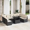 vidaXL Set Divano da Giardino 10 pcs Nero e crema polyrattan