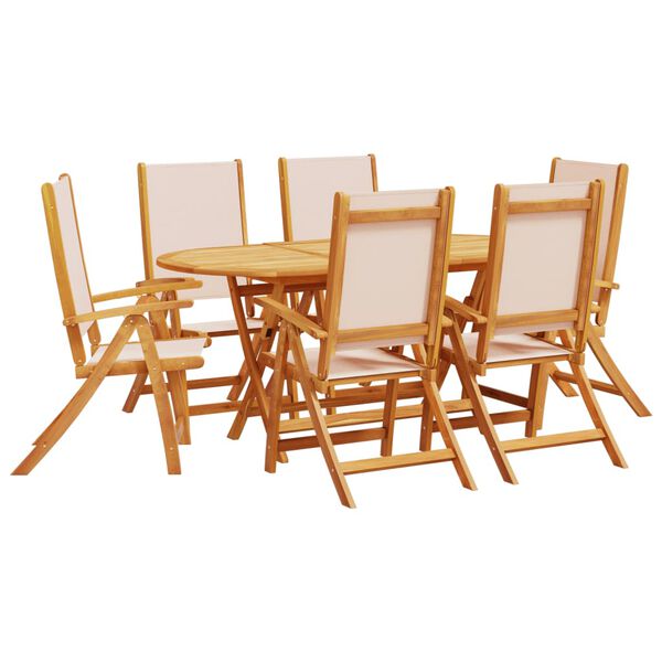 vidaXL Set Pranzo da Giardino 7pz Legno Massello di Acacia e Textilene