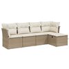 vidaXL Set Divano da Giardino 5 pz con Cuscini Beige in Polyrattan