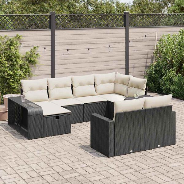 vidaXL Set Divani da Giardino 10pz con Cuscini in Polyrattan Nero