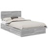 vidaXL Letto con Contenitore con testiera Grigio Sonoma 135 x 190 cm
