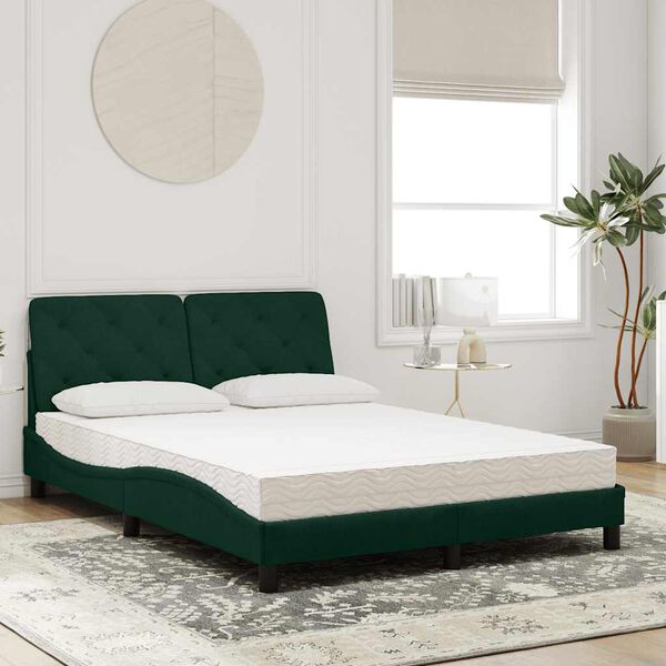 vidaXL Letto con Materasso Verde Scuro 140x190 cm in Velluto