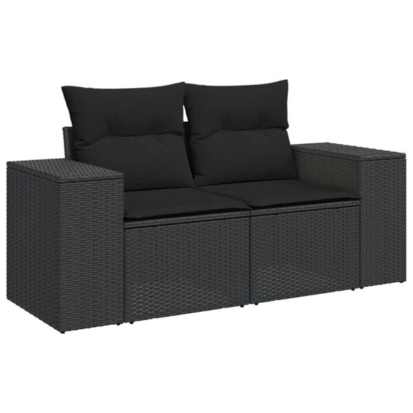vidaXL Set Divani da Giardino 11 pz con Cuscini in Polyrattan Nero