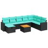 vidaXL Set Divani da Giardino 9 pz con Cuscini Nero in Polyrattan