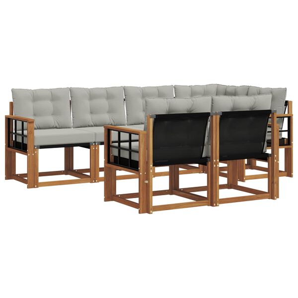 vidaXL Set di divani da esterno 7 pcs Grigio Naturale e Chiaro