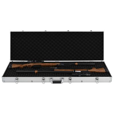 vidaXL Custodia per Pistola Argento 118x38x12 cm in Alluminio