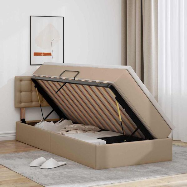 vidaXL Letto con contenitore e materasso Cappuccino 90 x 200 cm