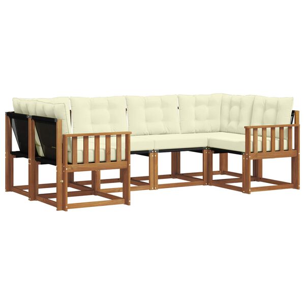 vidaXL Set di divani da esterno con cuscino 6 pcs Naturale e Crema