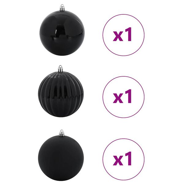 vidaXL Set di Palle di Natale 3 pcs Nero Plastica