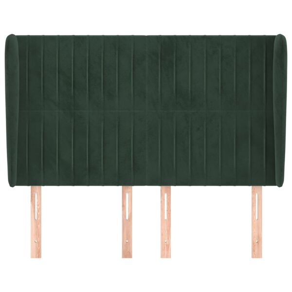 vidaXL Testiera ad Orecchio Verde Scuro 147x23x118/128cm in Velluto