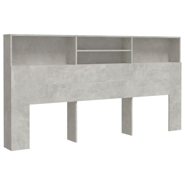 vidaXL Testiera con Contenitore Grigio Cemento 200x19x103,5 cm