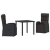 vidaXL Set da Pranzo per Giardino 3 pz Nero polyrattan