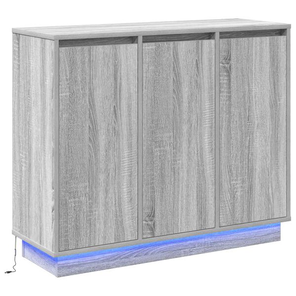 vidaXL Madia LED Grigio Sonoma 90 x 32 x 75 cm Legno multistrato
