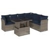 vidaXL Set Divani da Giardino 7 pz con Cuscini Grigio in Polyrattan