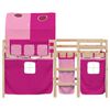 vidaXL Letto a Soppalco con Tunnel Bambini Rosa 90x190cm Massello Pino