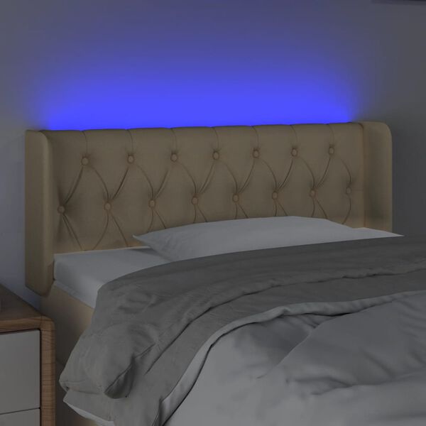 vidaXL Testiera a LED Crema 93x16x78/88 cm in Tessuto