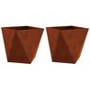 vidaXL Fioriera 2 pcs Ruggine 40 x 40 x 40 cm