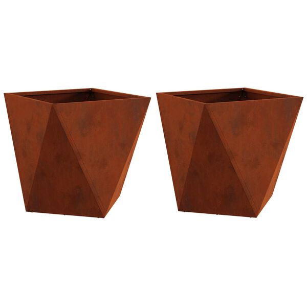 vidaXL Fioriera 2 pcs Ruggine 40 x 40 x 40 cm