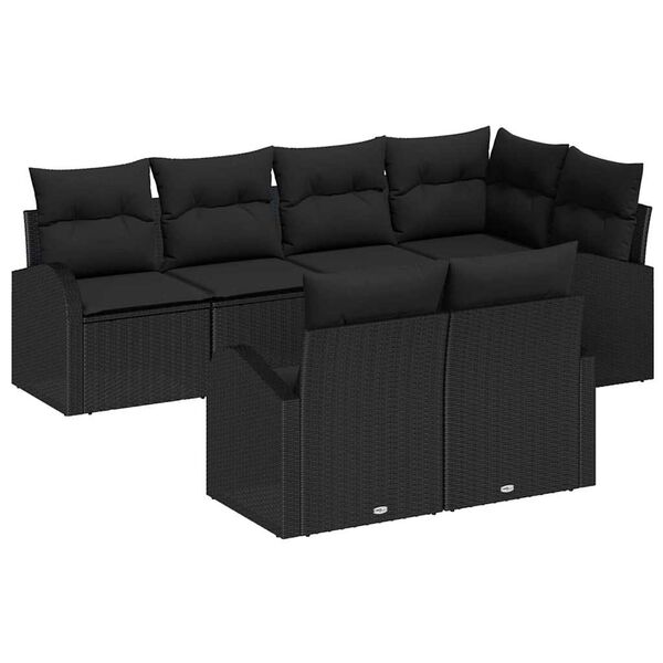 vidaXL Set Divano da Giardino Nero polyrattan