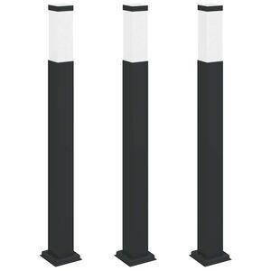 vidaXL Lampioni a palo 3 pz 80 cm Nero IP44