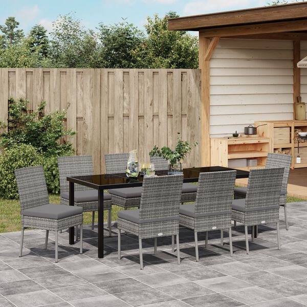vidaXL Set da Pranzo per Giardino 9 pcs Grigio
