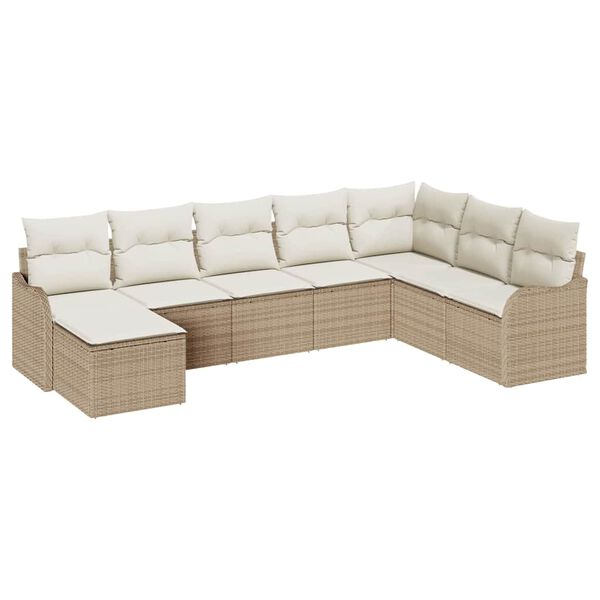 vidaXL Set Divano da Giardino 8 pcs Beige polyrattan