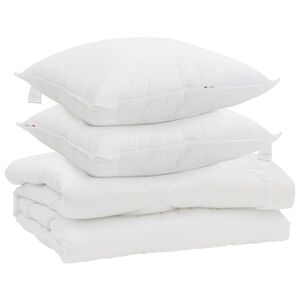 vidaXL Piumone con cuscino 3 pz Bianco Microfibra