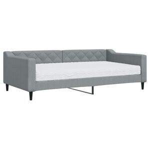 vidaXL Divano Letto con Materasso Grigio Chiaro 100x200 cm in Tessuto
