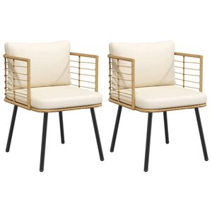 vidaXL Sedie da Giardino 2pz con Cuscini Naturale in Polyrattan