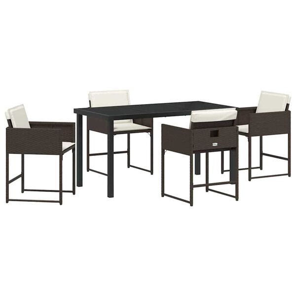 vidaXL Set da Pranzo per Giardino 5 pcs Marrone polyrattan