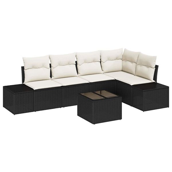 vidaXL Set Divano da Giardino 6 pcs Nero polyrattan